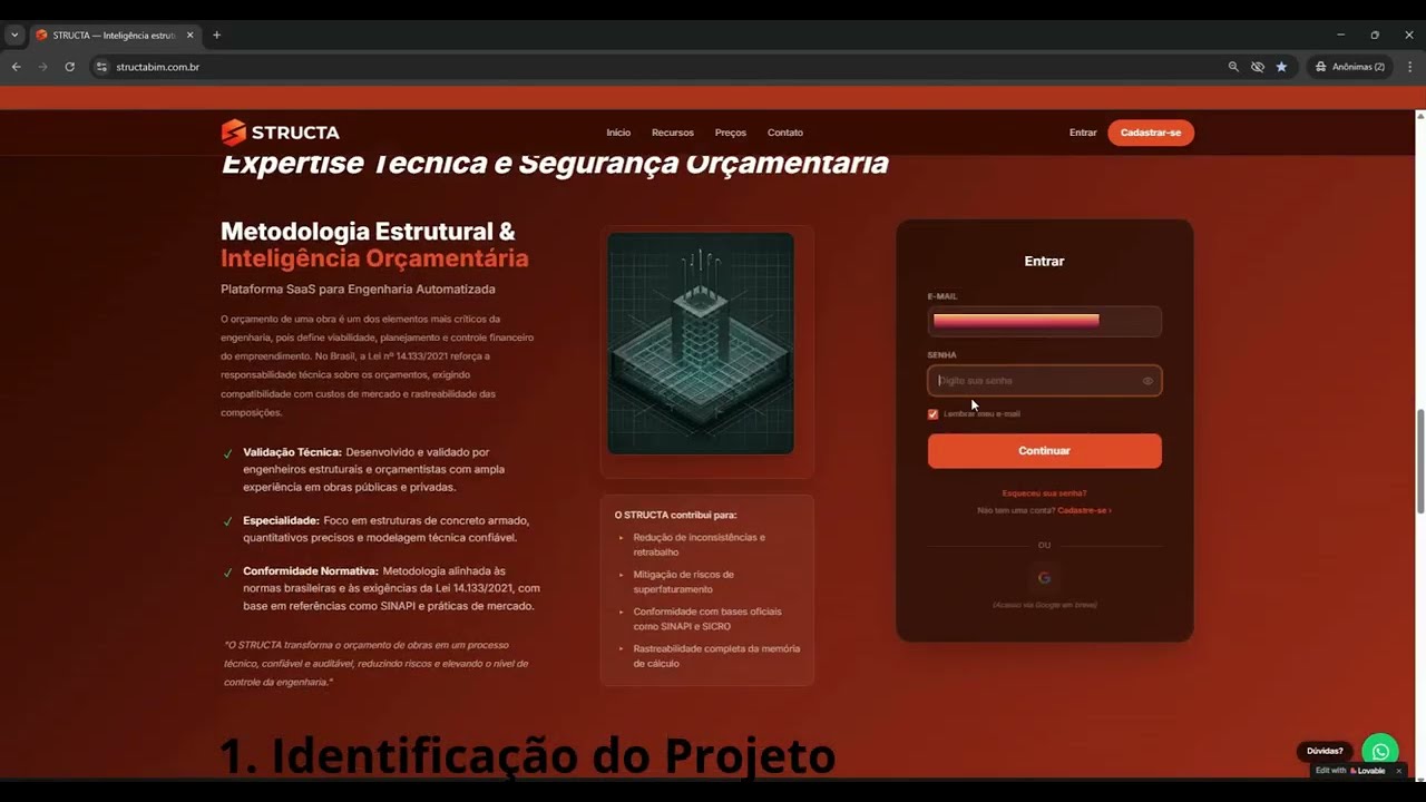 STRUCTA — Inteligência estrutural para o orçamento da sua obra
