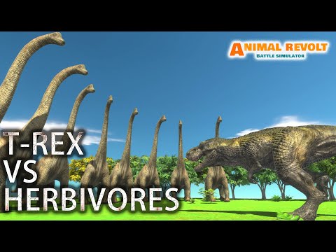 TREX VS HERBIVORE | Animal Revolt Battle Simulator |  Brachiosaurus | Triceratops | Stegosaurus