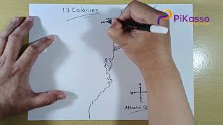 How to Draw The 13 Colonies Map Simple