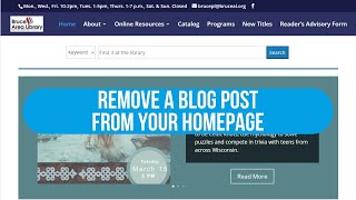 How to Remove a Blog Post from Your Homepage