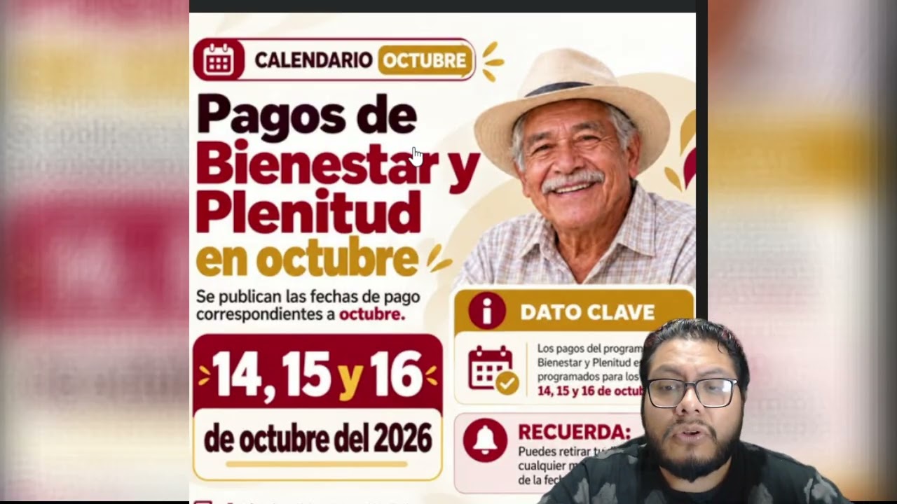 Calendario de pago de – Bienestar y Plenitud octubre 2026 hombres de 63 y 64 años 3mil pesos