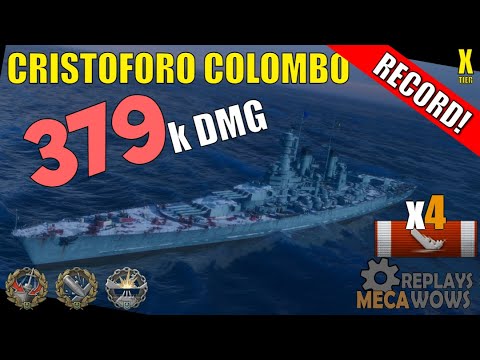 DAMAGE RECORD! Cristoforo Colombo 4 Kills & 379k Damage | World of Warships Gameplay
