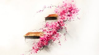 How to Paint Watercolor Cherry Blossoms /Bloom Effect Tutorial