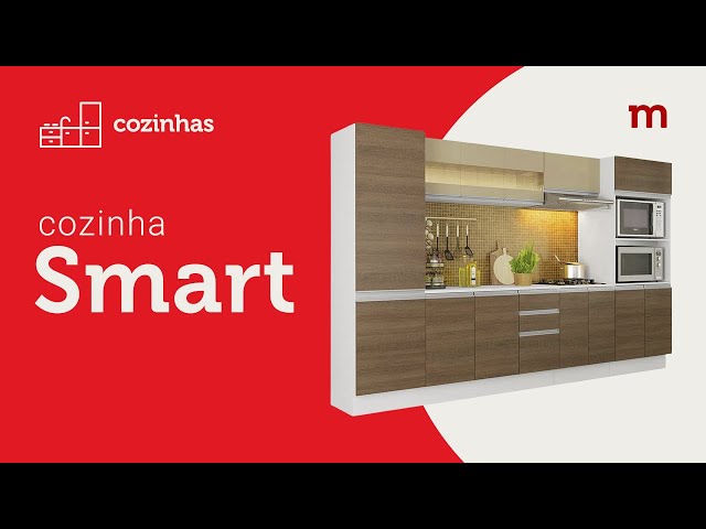 Cozinha Completa 100% MDF Madesa Smart Modulada de Canto - Frentes Branco  Brilho