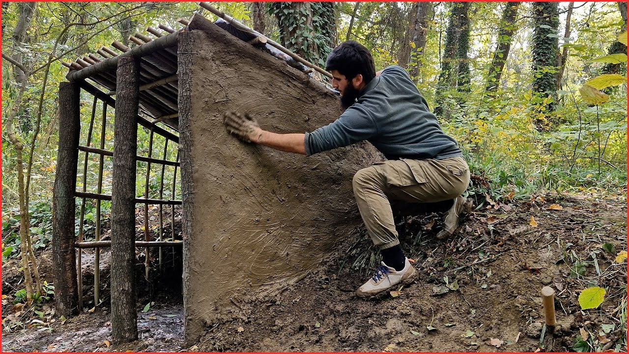 Ultimate Bushcraft Shelter - Building a Warm and Cozy Survival Hut