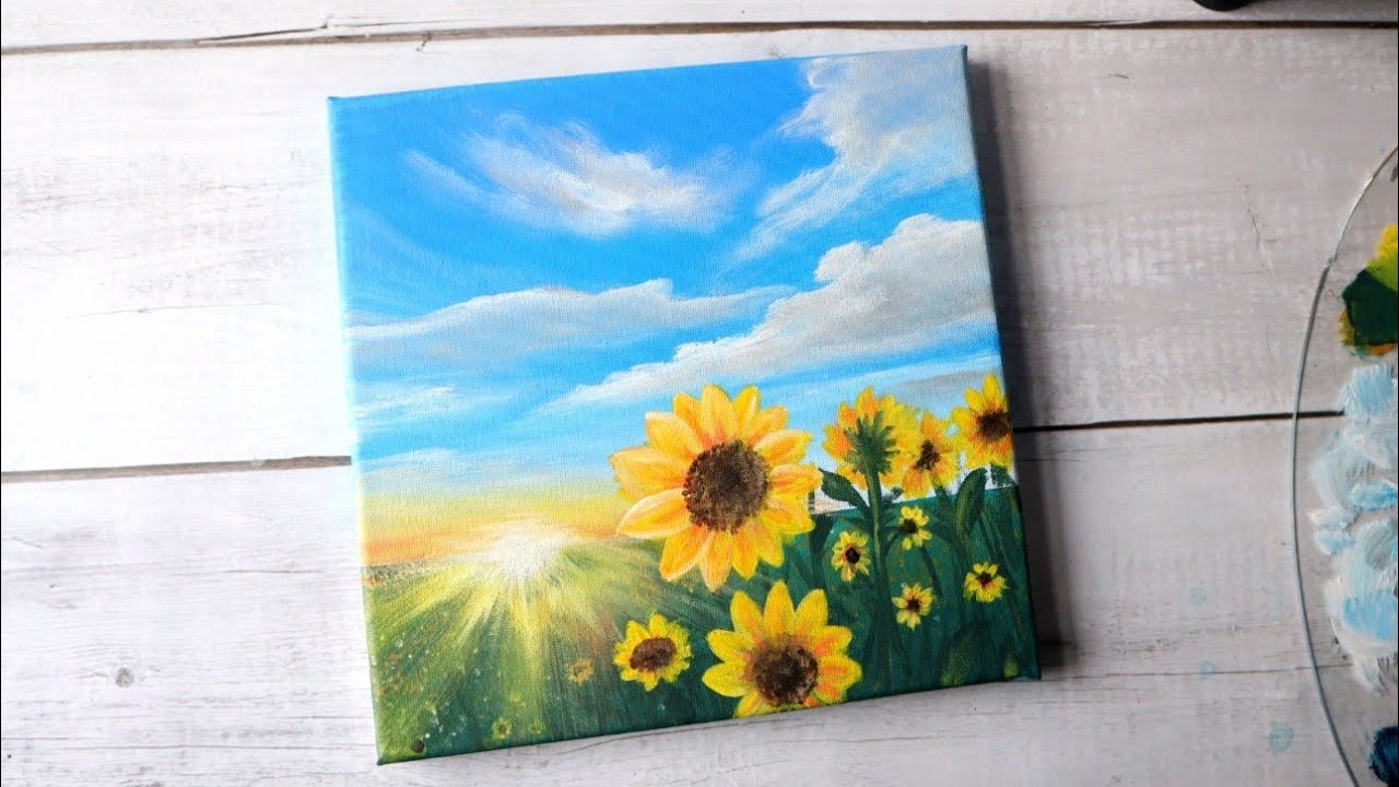 sunflower painting / easy acrylic painting for beginners 🌻