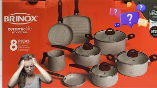 Brinox, Conjunto Panelas, 8Pcs Ceramic Life Smart Plus, Vanilla