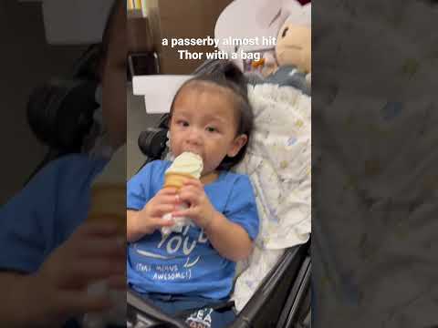 ENJOYING HIS ICE CREAM UNTIL… DID YOU SEE THAT???