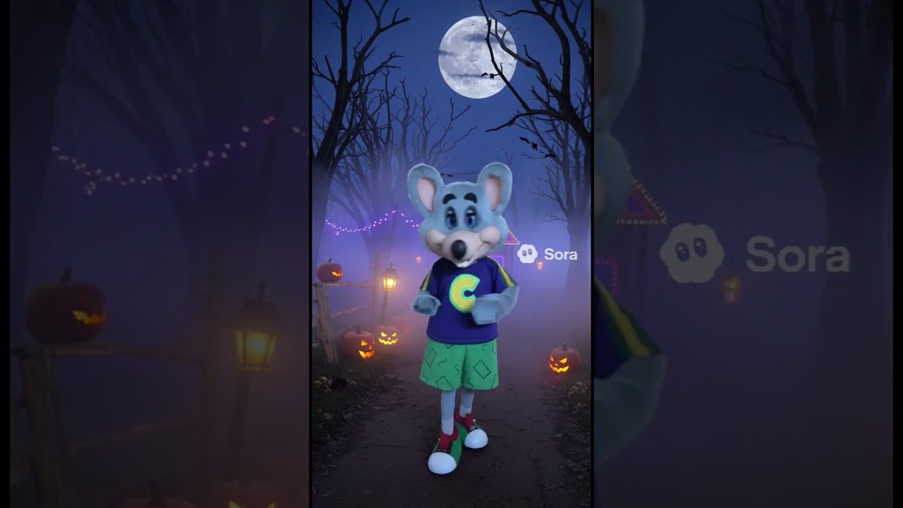 AI Chuck E Cheese - Fan Made Parody Chuck E Visits Arcade - Happy Halloween #familyfun #chuckecheese