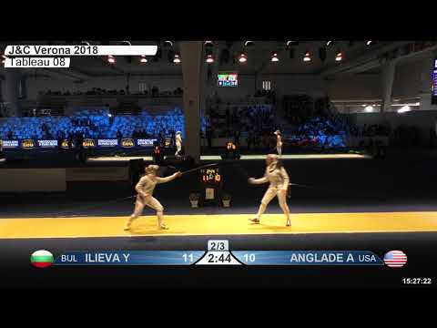 FE T08 03 F S Cadet Individual Verona ITA World Championships YELLOW ILIEVA BUL vs ANGLADE USA