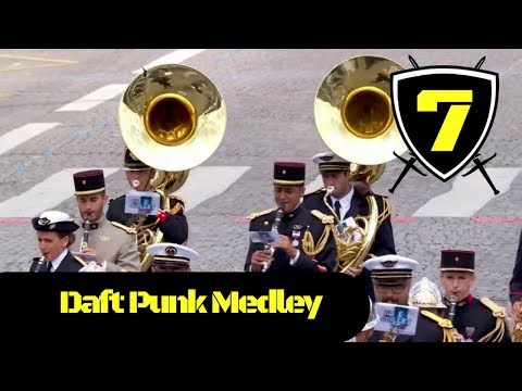 French Military - Band Plays Daft Punk Medley at Bastille Day Event