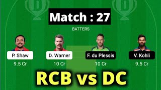 RCB vs DC | DC vs RCB | IPL 2022 Dream 11 Team Analysis & Prediction Kannada | Batball11 Kannada