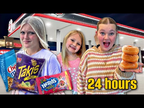 EATiNG Only GAS STATiON Food for 24 HOURS!