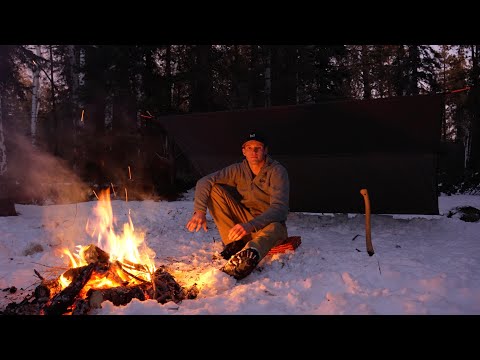 Solo Winter Camping in the Snow - No Tent