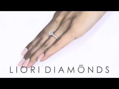 ER- 0247 - 0.88 Ct. E-I1 Natural Round Diamond Engagement Ring 14k Pave Halo Vintage Style