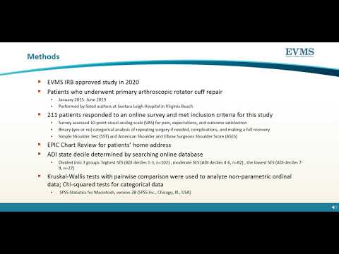 Thumbnail image of video presentation for Area deprivation index and its effect on patient-reported outcome measures and satisfaction following arthroscopic rotator cuff repair