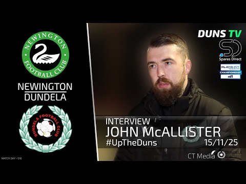 John McAllister Post Match Interview - Newington Vs Dundela - 15th November 2025