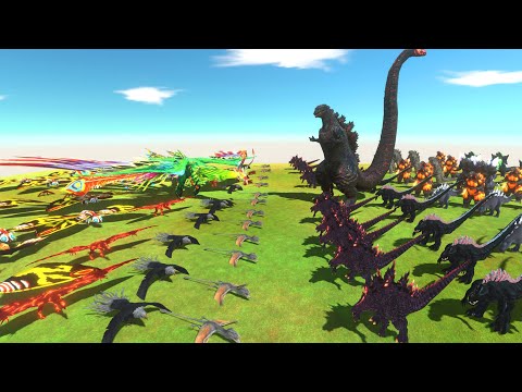 Flying War - Godzilla Team VS Flying Team - Animal Revolt Battle Simulator