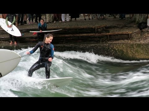 River Surfing in Munich, Germany / Fuerteventura? Nein! - Eisbach München / Сёрфинг в Мюнхене