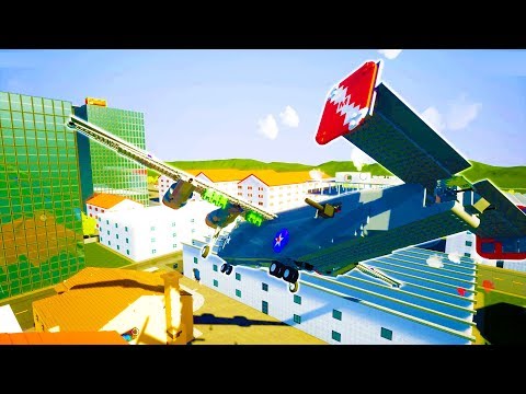 MASSIVE B-24 BOMBER PLANE DESTROYS HOUSES OF BRICKSVILLE! - Brick Rigs Workshop Creations Gameplay