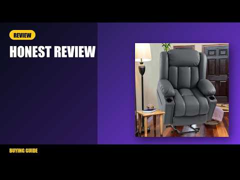 Electric Recliner Chair Gray Faux Leather with Power Reclining, Cup Holders and Side Pocket video review thumbnail