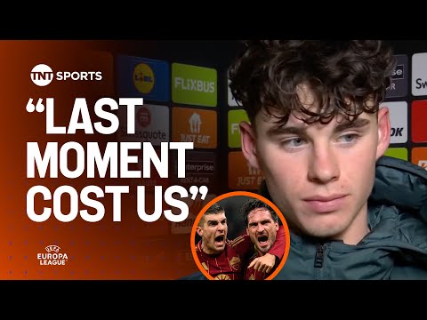 Tottenham's Archie Gray reacts after Hummels rescues Roma late point in the Europa League ⚪ #UEL