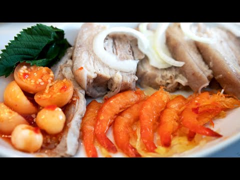 InstantPot Pork Belly w/ Fermented Shrimps, Eggplants (Thịt Ba Chỉ Luộc, Tôm Chua, Cà Pháo)