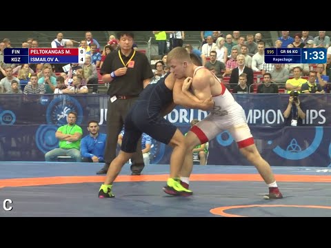 Repechage GR - 66 kg: M. PELTOKANGAS (FIN) df. A. ISMAILOV (KGZ) by VPO1, 8-4