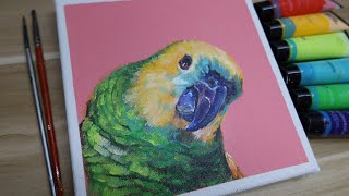 Acrylic painting /How to paint a parrot/Easy painting Tutorial #75