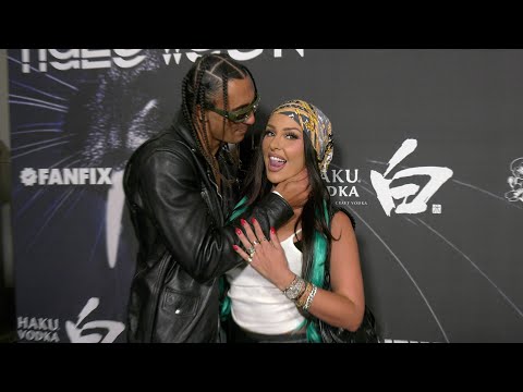 Tana Mongeau and Makoa attend the red carpet at the 6th annual Unruly Halloween Party