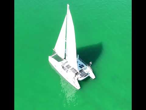 Aerial View of Valkyrie Sailing Catamaran during Sailing Charter in Sag Harbor