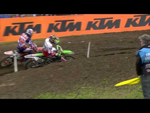 Jeffrey Herlings passes Valentin Guillod and Max Anstie MXGP of Great Britain 2015