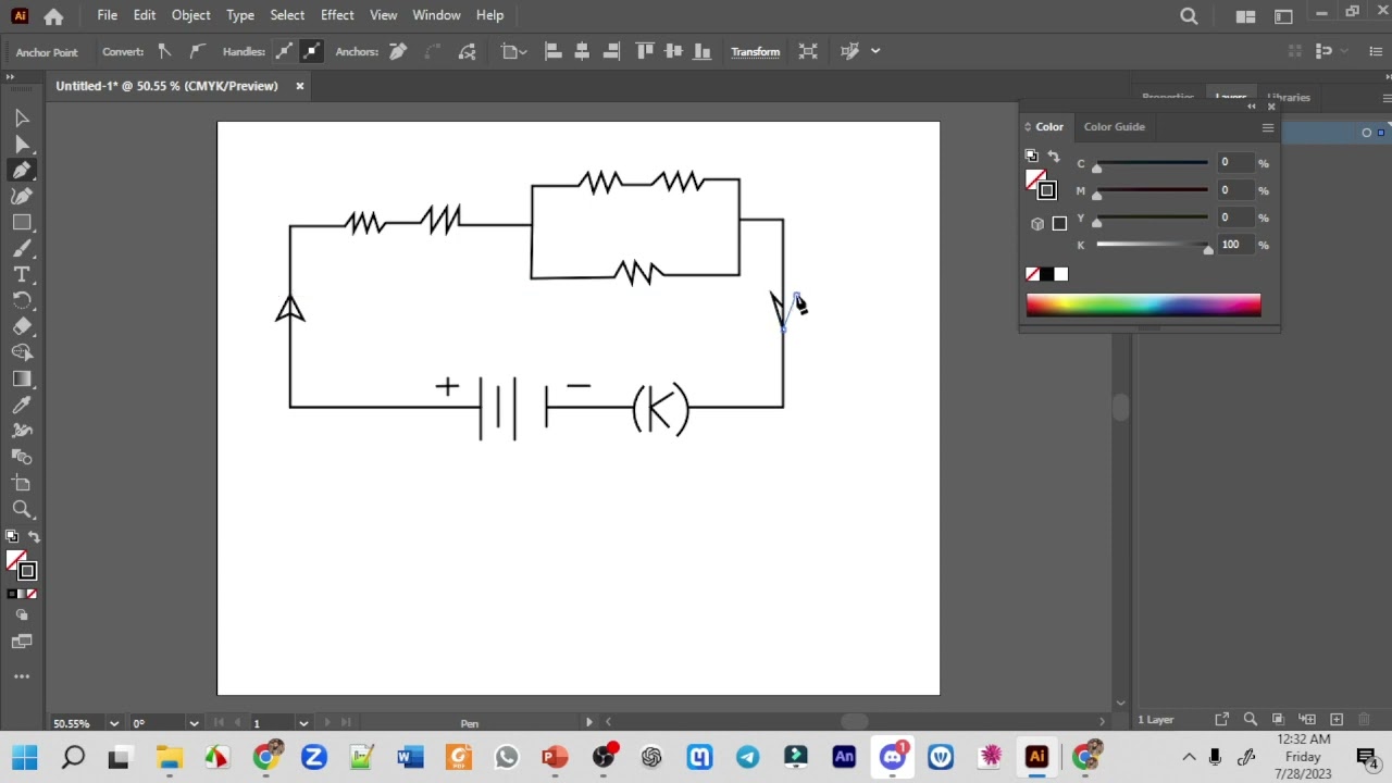 Use Adobe Illustrator for Science  #1- Physics Simple  Circuit Diagram.