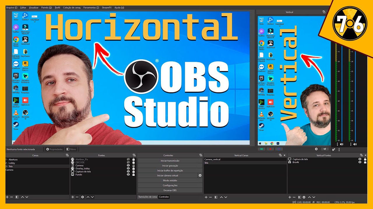 Obs Studio Gravação e Live na Horizontal e Vertical em simultâneo [Plugin Aitum Vertical]