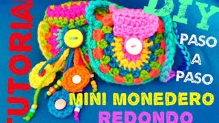 Mini Monedero REDONDO!!! DIY Crochet MUY FACIL!!!!