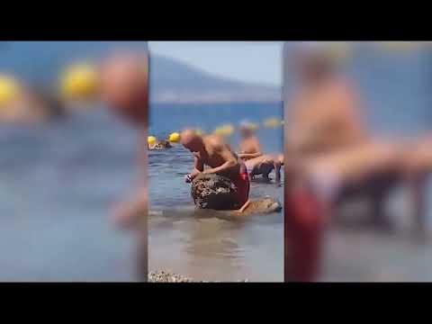 Castellammare, prende a martellate un masso e porta via i datteri di mare