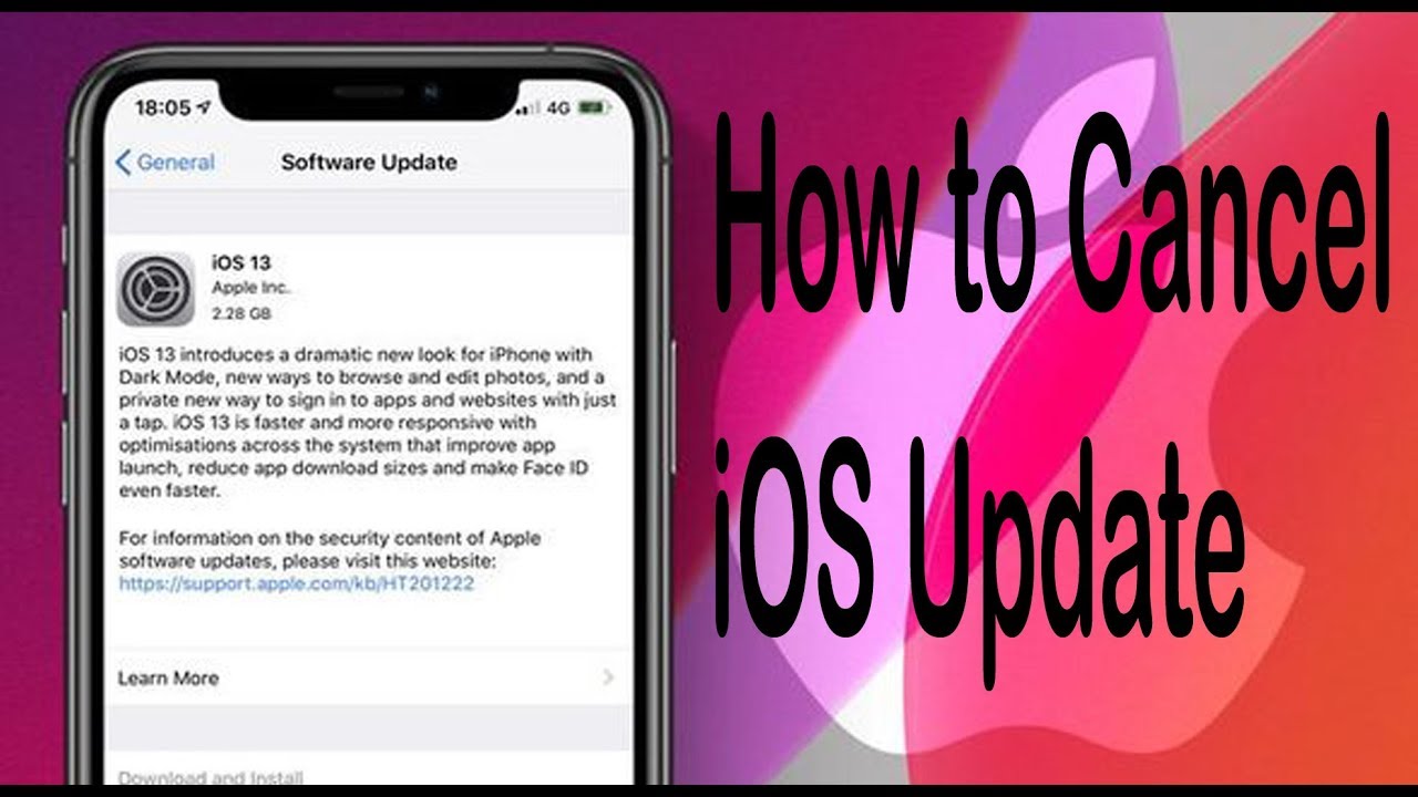 How do I cancel the requested iOS 13 update?
