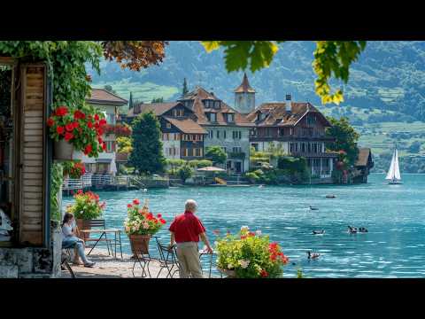 Ein ruhiger Sommertag in der schönsten Seestadt der Schweiz – Spiez | 4K Rundgang