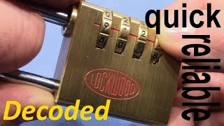 (picking 455) Quick & Easy: LOCKWOOD 4 wheel combination padlock decoded - thanks to Don