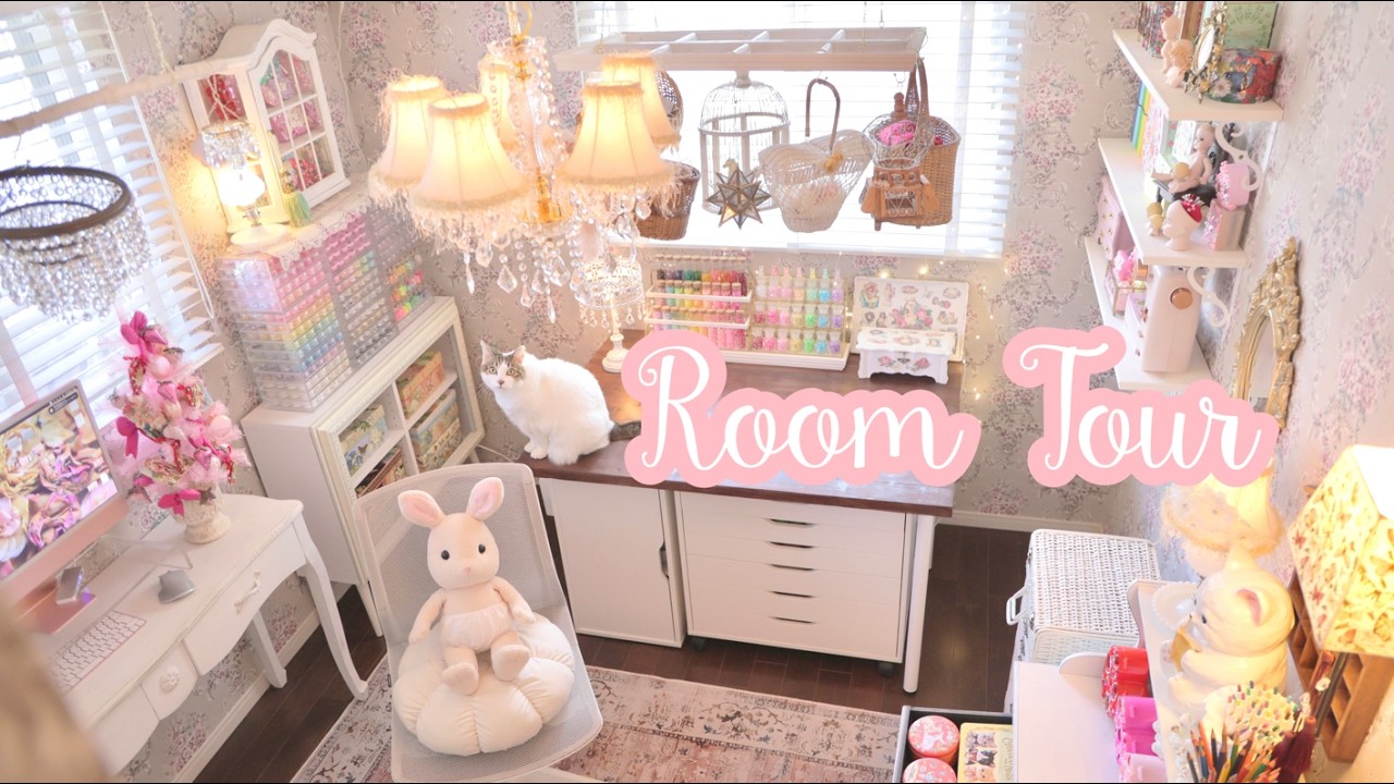 【ルームツアー】可愛いものを集めて作って飾る部屋｜ハンドメイド資材の収納｜インテリア｜文房具｜PCデスク