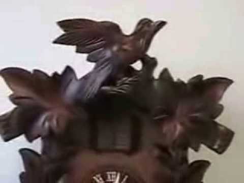 Black Forest Cuckoo Clock Quartz Carved, Maple Leaves w/ Bird 10"