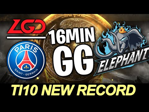 TI10 New Record FASTEST 16min GG — PSG.LGD vs ELEPHANT