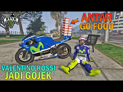ROSSI BECOMES AN ONLINE MOTORCYCLE TAXI!! GO FOOD DELIVERY GETTING PRANKED - GTA 5 MOD