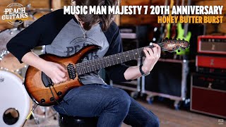 Video thumbnail for No Talking...Just Tones | Music Man Majesty 7 20th Anniversary Honey Butter Burst by Peach Guitars