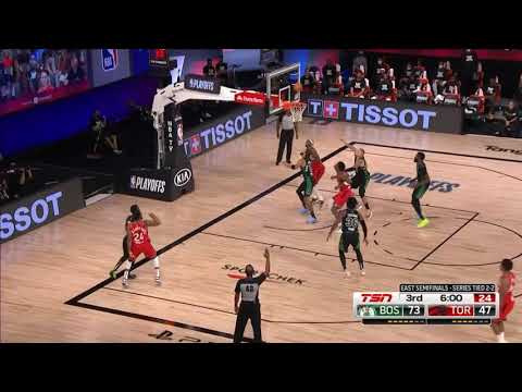 Raptors' Norman Powell shooting 3-pointers in R2G5 vs. Celtics, Sept. 7 2020