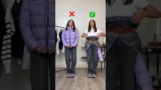 😱💥 Best Trick To Make Cropped Jacket From Puffer Jacket With A Belt #shorts
