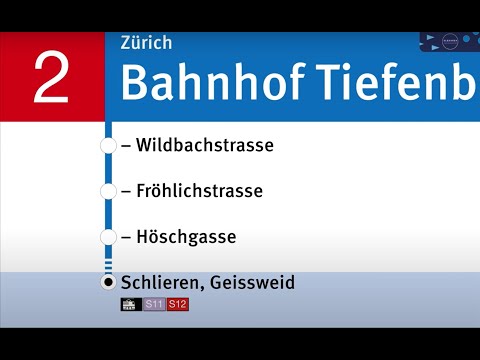 VBZ Ansagen » 2 Zürich, Bahnhof Tiefenbrunnen — Schlieren, Geissweid | 2024 | SLBahnen