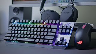 Asus ROG Strix Gaming Desk Setup (Strix Scope NX TKL, Gladius III Wireless, Strix Go 2.4 .....)