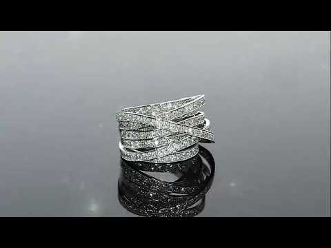 Cara Jewellers - Pave Diamonds In An Intertwined Cocktail 18K White Gold Ring Band