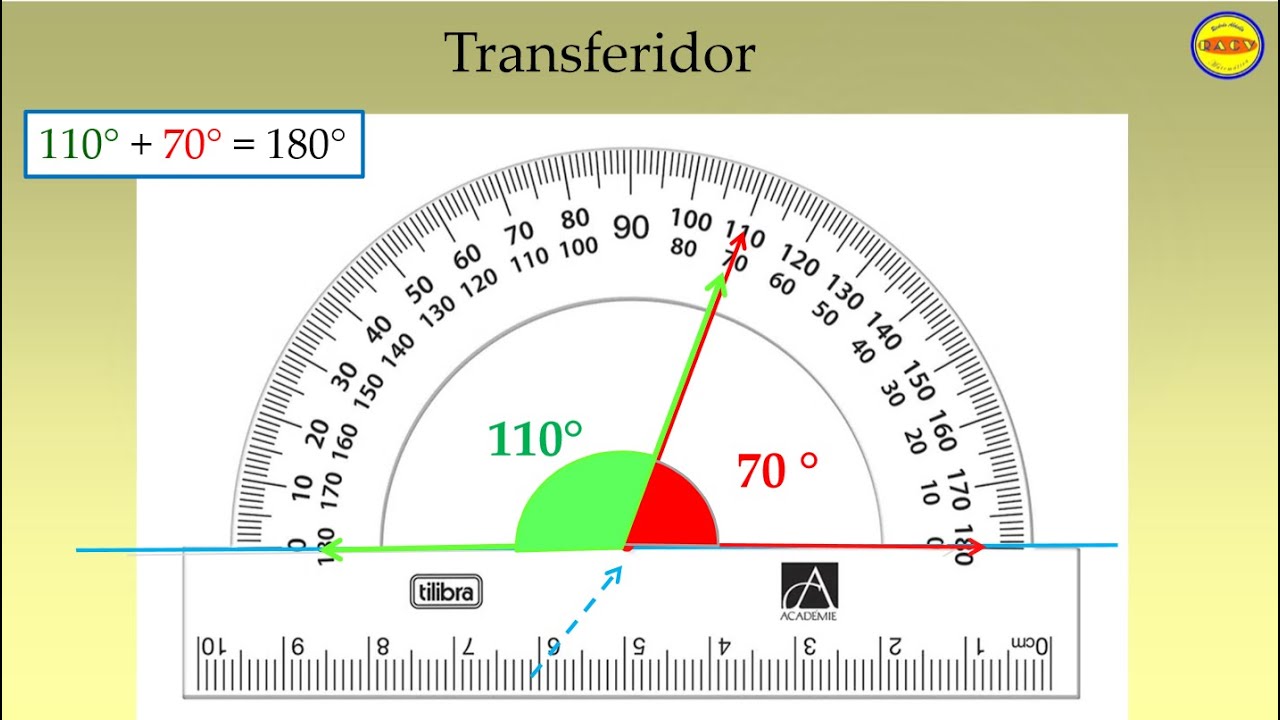 Ângulos  com Transferidor de 180° e 360° graus e O.P.V.